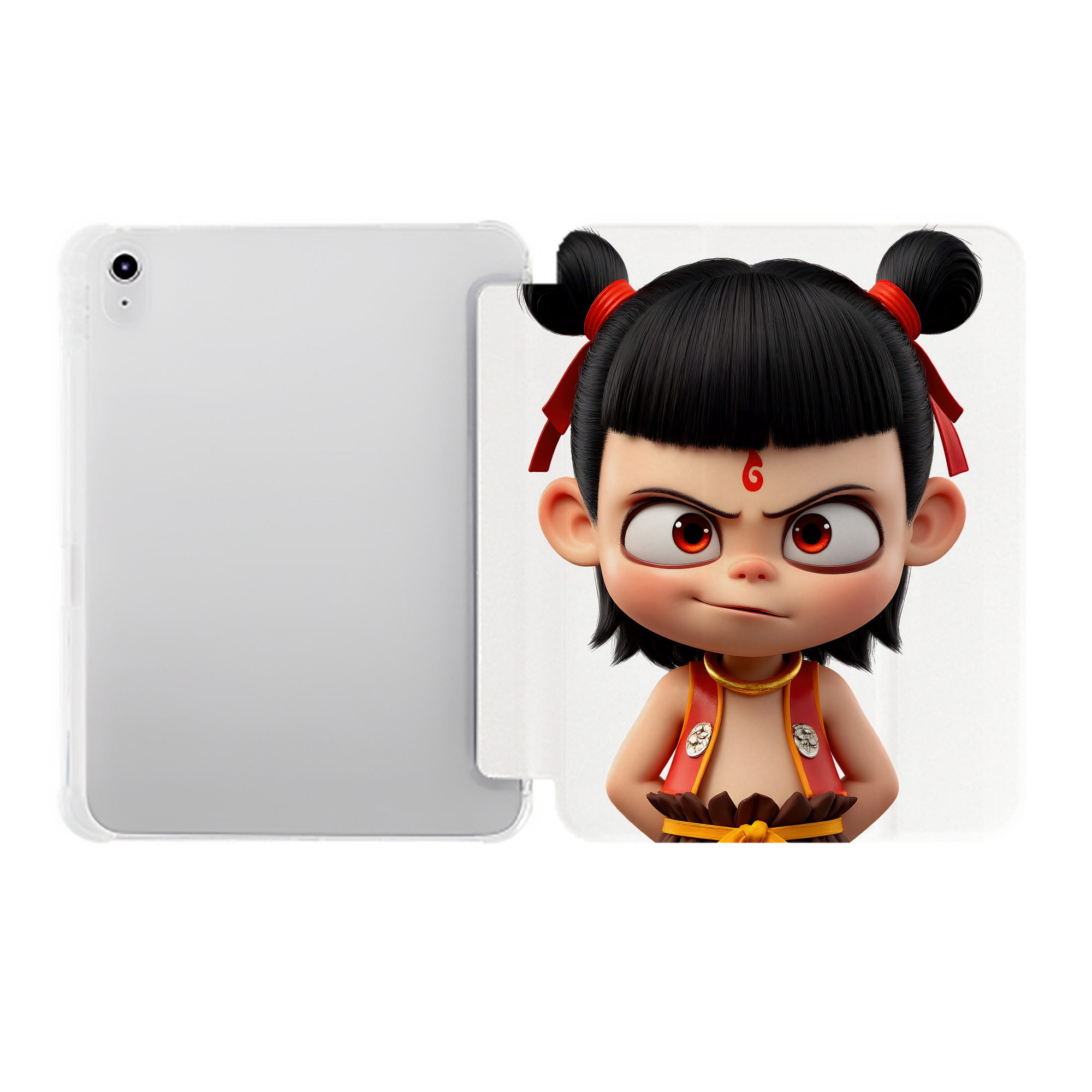（画像用） Ne Zha 2 ナタ 魔童の大暴れ IPad ケース ペン収納付き 三つ折りスタンド PUレザー×シリコン 対応機種9.5/10.5/10.9インチ